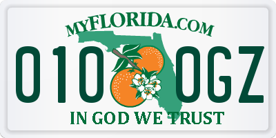 FL license plate 0100GZ
