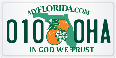 FL license plate 0100HA