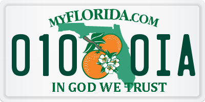 FL license plate 0100IA