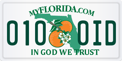 FL license plate 0100ID
