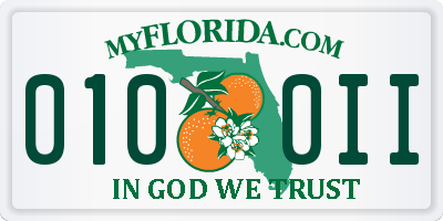 FL license plate 0100II