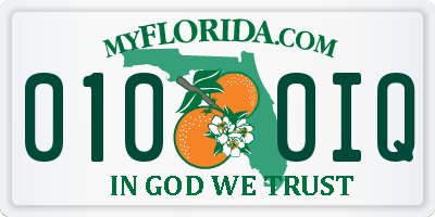 FL license plate 0100IQ