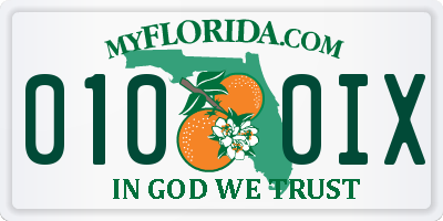 FL license plate 0100IX