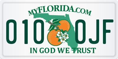 FL license plate 0100JF