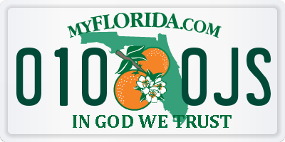 FL license plate 0100JS