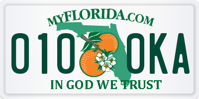 FL license plate 0100KA