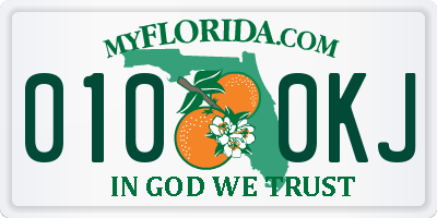 FL license plate 0100KJ