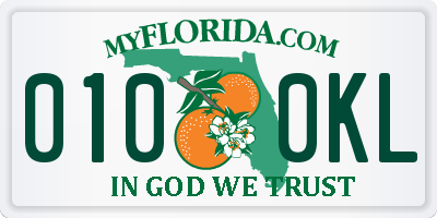 FL license plate 0100KL