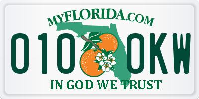 FL license plate 0100KW