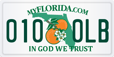 FL license plate 0100LB