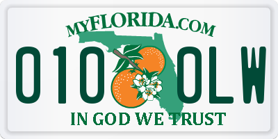 FL license plate 0100LW