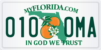 FL license plate 0100MA