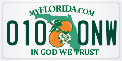 FL license plate 0100NW