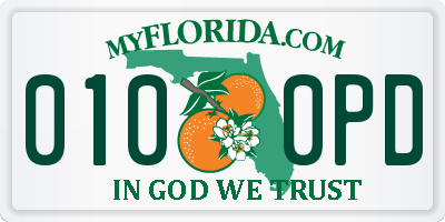 FL license plate 0100PD
