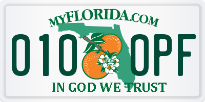 FL license plate 0100PF