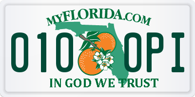 FL license plate 0100PI