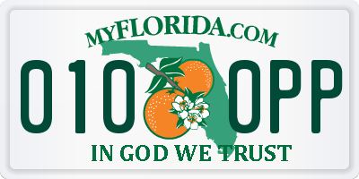 FL license plate 0100PP