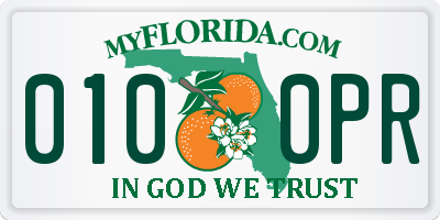 FL license plate 0100PR