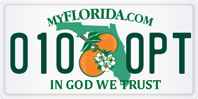 FL license plate 0100PT