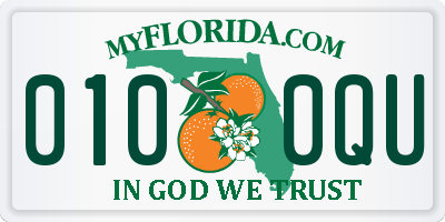 FL license plate 0100QU