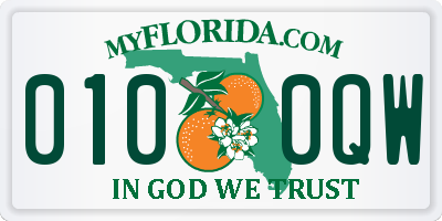 FL license plate 0100QW