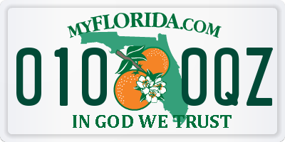 FL license plate 0100QZ