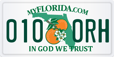 FL license plate 0100RH
