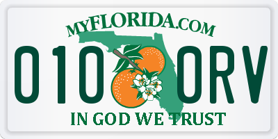 FL license plate 0100RV
