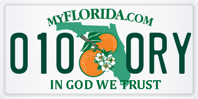 FL license plate 0100RY