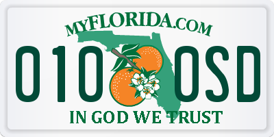 FL license plate 0100SD