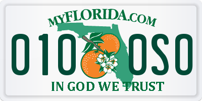 FL license plate 0100SO