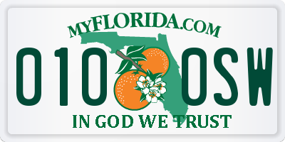 FL license plate 0100SW