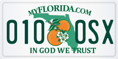 FL license plate 0100SX