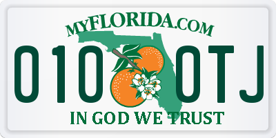 FL license plate 0100TJ