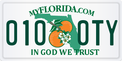 FL license plate 0100TY