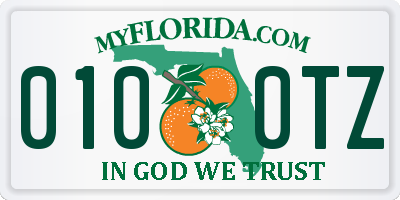 FL license plate 0100TZ
