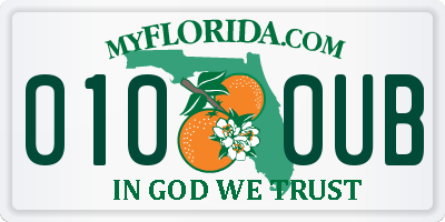 FL license plate 0100UB