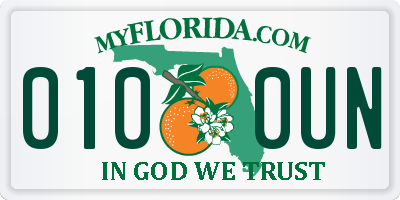 FL license plate 0100UN