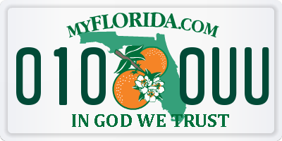 FL license plate 0100UU