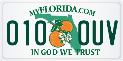 FL license plate 0100UV