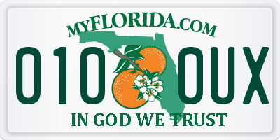 FL license plate 0100UX