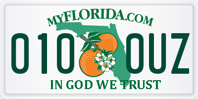FL license plate 0100UZ