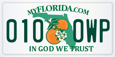 FL license plate 0100WP