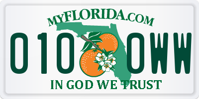 FL license plate 0100WW