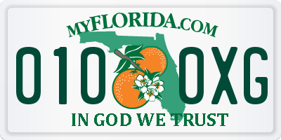 FL license plate 0100XG