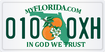 FL license plate 0100XH