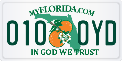 FL license plate 0100YD
