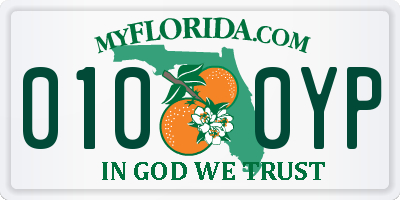 FL license plate 0100YP