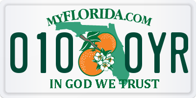 FL license plate 0100YR