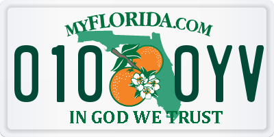 FL license plate 0100YV